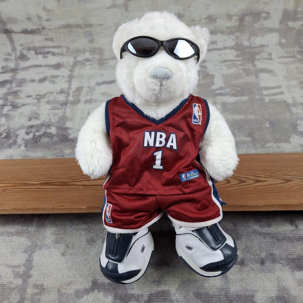 Vintage Build A Bear White Cub Plush NBA Basketball Uniform Outfit Shoes Lot 15"